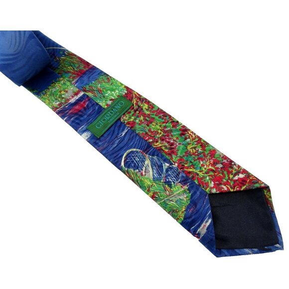 Fisherman Silk Tie Wearable Art Scenic Necktie Fishing - Picture 3 of 3